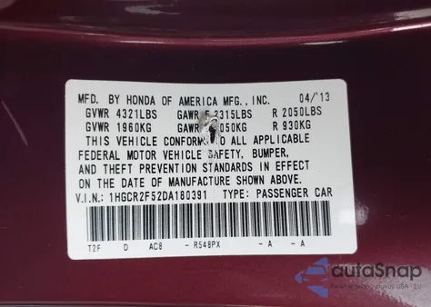 2013 Honda Accord Sport из США, поврежденный, VIN 1HGCR2F52DA180391